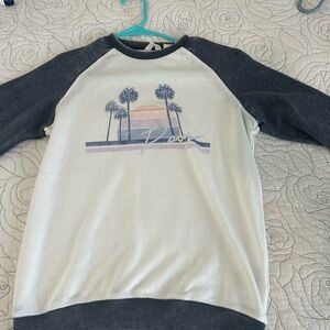 Roxy White and Gray Sweatshirt with Palm Tree Design